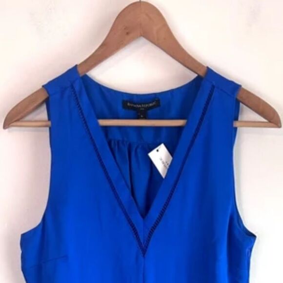 Banana Republic Factory Blue V-Neck Dress Size 6 NWT Pockets Stitching Lined - Picture 4 of 8
